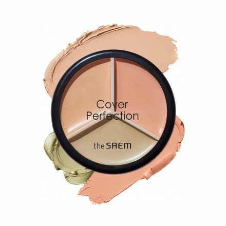 Консилер для лица трехцветный The Saem Cover Perfection Triple Pot Concealer 01 Correct Beige