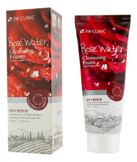 Пенка для умывания розовая вода 3W Clinic Rose Water Cleansing Foam