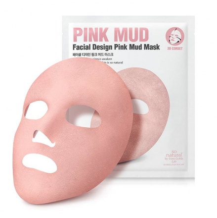 Маска-корсет для лица для очищения и сужения пор из розовой глины SO NATURAL Facial Design Pink Mu Mask