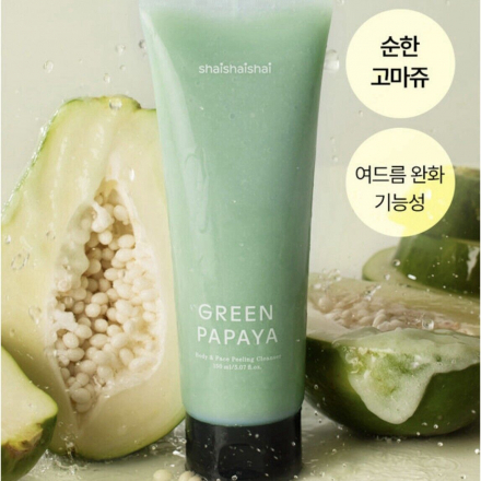 Пилинг энзимный для лица и тела с BHA-кислотой и центеллой Shaishaishai Green Papaya Body and Face Peeling Cleanser