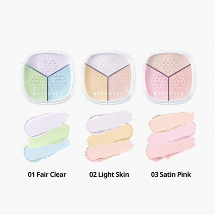 Матирующая пудра трёхцветная Wakemake Stay Fixer Multi Color Powder 01 Pale Clear