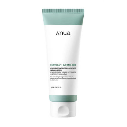 Гель-пенка для умывания с янтарной кислотой Anua Heartleaf Succinic Moisture Cleansing Foam