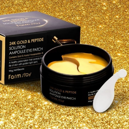  Патчи  для глаз с золотом и пептидами FarmStay 24K Gold &amp; Peptide Solution Ampoule Eye Patch