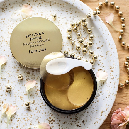 Патчи  для глаз с золотом и пептидами FarmStay 24K Gold &amp; Peptide Solution Ampoule Eye Patch