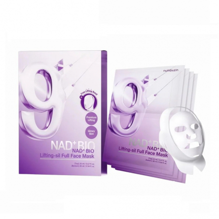 Набор тканевых 3D-масок с эффектом биолифтинга Numbuzin No.9 NAD Bio Lifting-sil Full Face Mask с бандажом