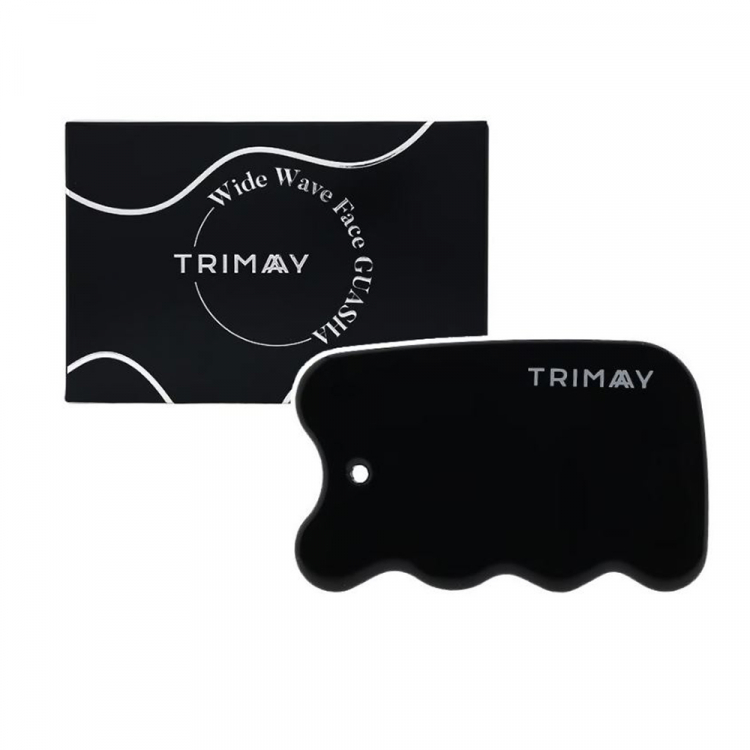  Скребок гуаша для лица и тела натуральный керамический Trimay Wide Wave Face Guasha