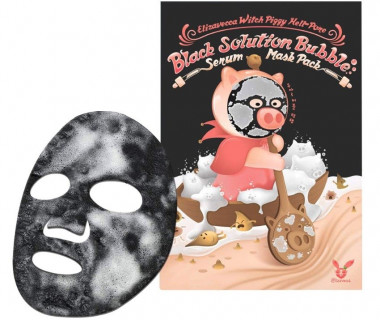 Тканевая маска Elizavecca Witch Piggy Hell-Pore Black Solution Bubble Serum Mask Pack