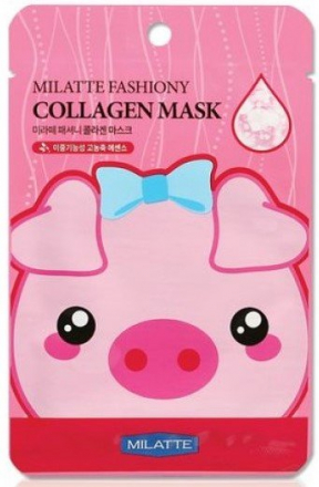 Маска тканевая для лица свинка с коллагеном MILATTE Collagen Mask