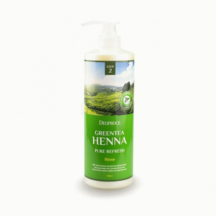 Бальзам для волос увлажняющий и укрепляющий Deoproce Rinse Greentea Henna Pure Refresh