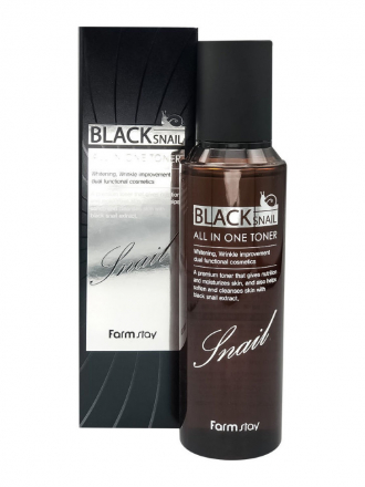 Тонер с муцином черной улитки FarmStay Black Snail All In One Toner