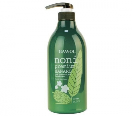 Шампунь 2 в 1 увлажняющий с экстрактом фрукта нони Juno Gawol Noni Premium Hanaro Hair Shampoo and Conditioner