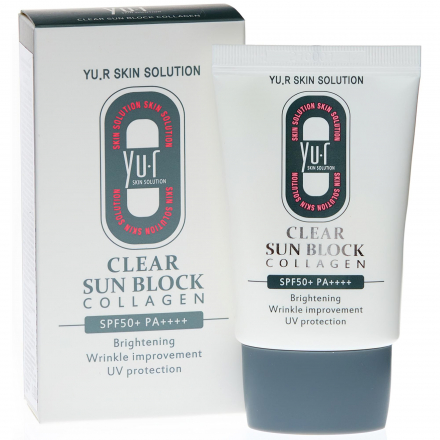Солнцезащитный крем для лица Yu-r Clear Sun Block Collagen SPF 50+ PA++++