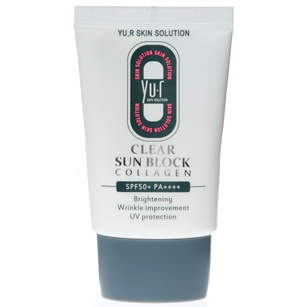 Солнцезащитный крем для лица Yu-r Clear Sun Block Collagen SPF 50+ PA++++