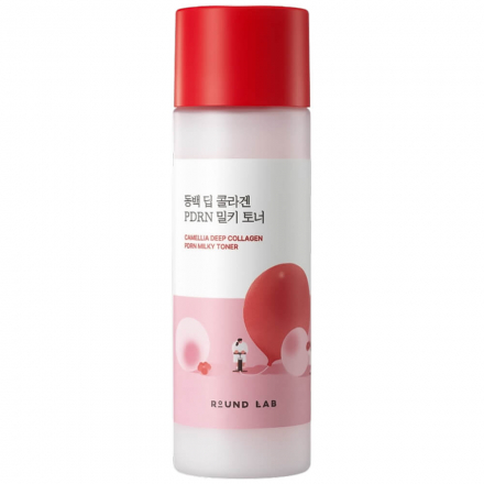 Тонер для лица молочный с ПДРН и камелией Round Lab Camellia Deep Collagen PDRN Milky Toner