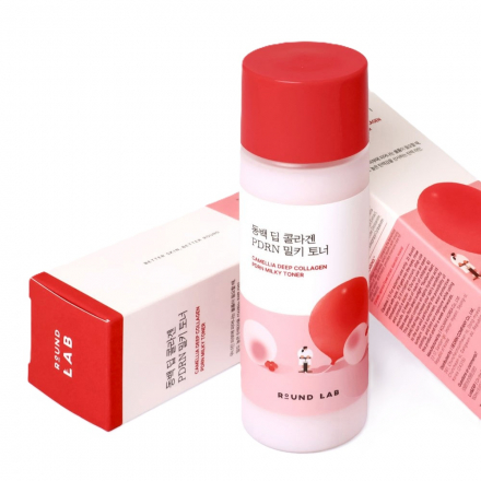 Тонер для лица молочный с ПДРН и камелией Round Lab Camellia Deep Collagen PDRN Milky Toner