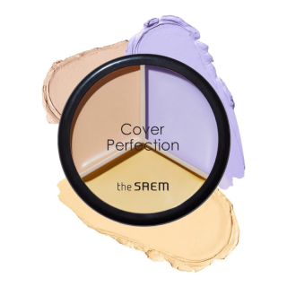 Консилер для лица трехцветный The Saem Cover Perfection Triple Pot Concealer 04 Tone Up Beige