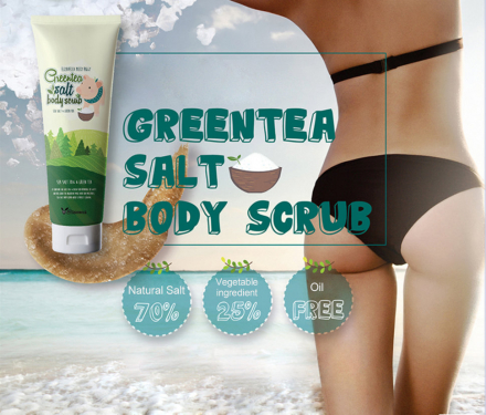 Скраб для тела с морской солью зеленый чей Elizavecca Greentea Salt Body Scrub