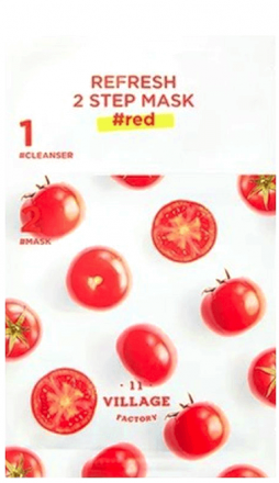 Маска тканевая для сияния кожи с томатом 2-х ступенчатая с пенкой VILLAGE 11 FACTORY Refresh Tomat 2 Step Mask, 3+25 мл