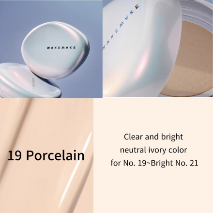 Кушон с Glass Skin-эффектом Wakemake Water Glow Coating Cushion SPF50 PA++++ 19 Porcelain