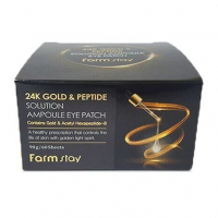 Патчи гидрогелевые для глаз с 24-х каратным золотом и пептидами FarmStay 24k Gold&Peptide Solution Eye Patch