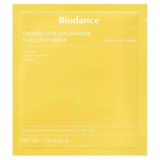 Гидрогелевая маска для сияния кожи с ниацинамидом Biodance Radiant Vita Niacinamide Real Deep Mask