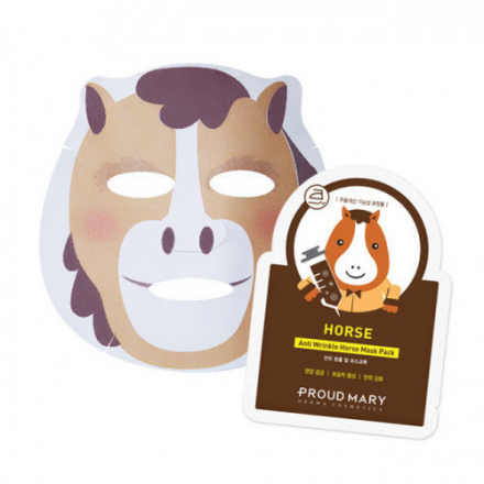 Маска для лица тканевая антивозрастная Proud Mary Horse Animal Mask Pack Anti-aging Horse Oil