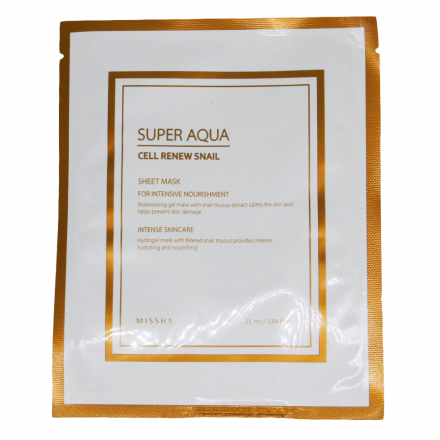 Маска для лица регенерирующая MISSHA Super Aqua Cell Renew Snail Hydro Gel Mask