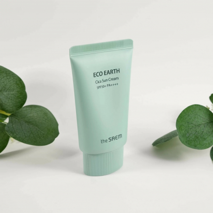 Крем солнцезащитный для чувствительной кожи The Saem Eco Earth Cica Sun Cream Spf 50+ Pa++++ 