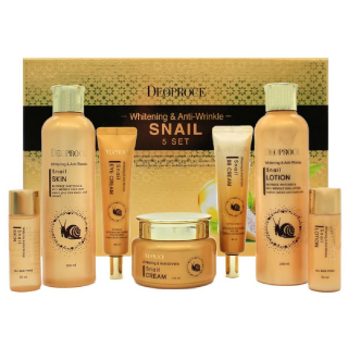 Набор для лица с муцином улитки Deoproce Whitening &amp; Anti-Wrinkle Snail 5 Set 