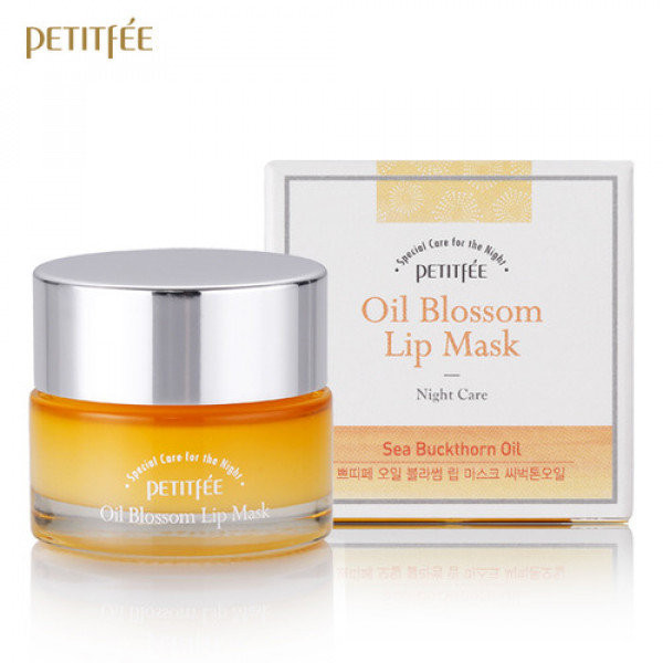 Маска для губ с витамином Е и маслом облепихи PETITFEE Oil Blossom Lip Mask Sea Buckthorn