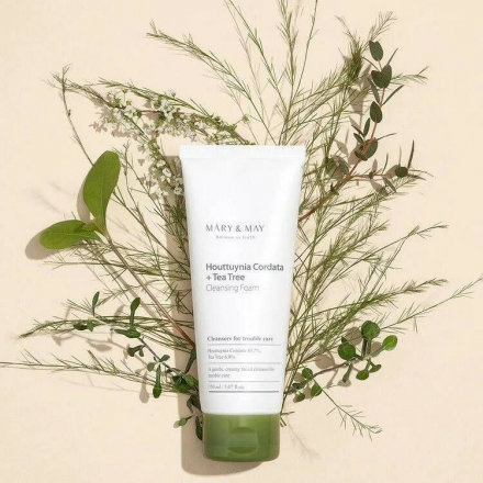 Пенка для умывания с хауттюйнией и чайным деревом Mary&amp;May Houttuynia Cordata + Tea Tree Cleansing Foam