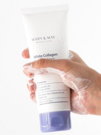 Пенка очищающая с белым коллагеном Mary&amp;May White Collagen Cleansing Foam