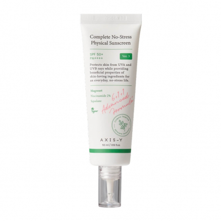 Солнцезащитный крем лёгкий минеральный Axis-Y Complete No-Stress Physical Sunscreen SPF50+ PA++++ 