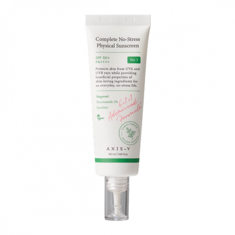 Солнцезащитный крем лёгкий минеральный Axis-Y Complete No-Stress Physical Sunscreen SPF50+ PA++++ 