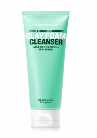 Пенка для лица увлажняющая глубокоочищающая SO NATURAL  Pore Tensing Carbonic Clay Foam Cleanser, 120мл