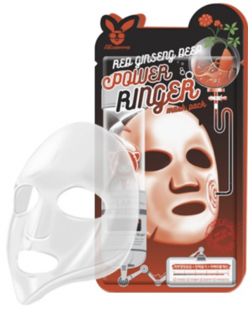 Маска для лица тканевая с красным женьшенем Elizavecca Red Ginseng Deep Power Ringer Mask Pack