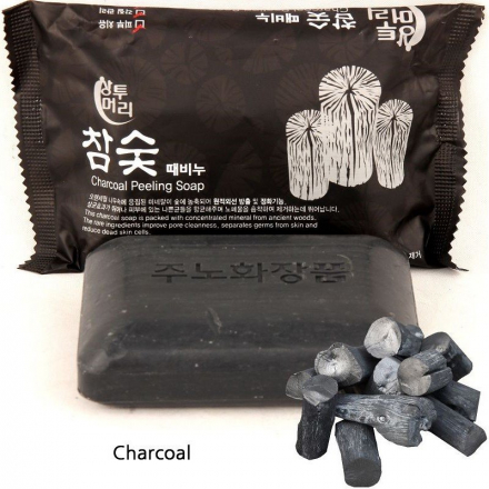 Мыло-пилинг парфюмированное с углем Juno Sangtumeori Peeling Soap Charcoal