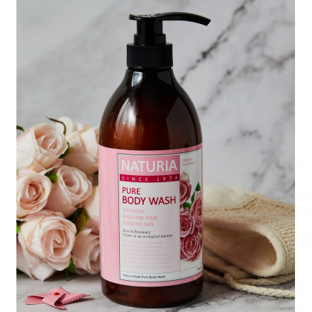 Гель для душа с ароматом розовой воды Naturia Pure Body Wash Rose &amp; Rosemary