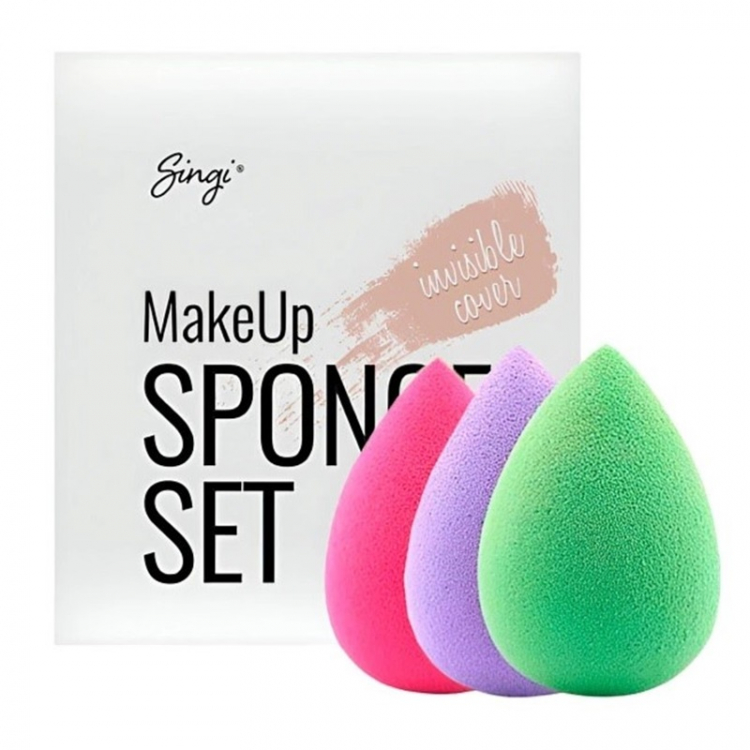 Набор спонжей для макияжа глаз Singi Light Green, Hot Pink, Purple