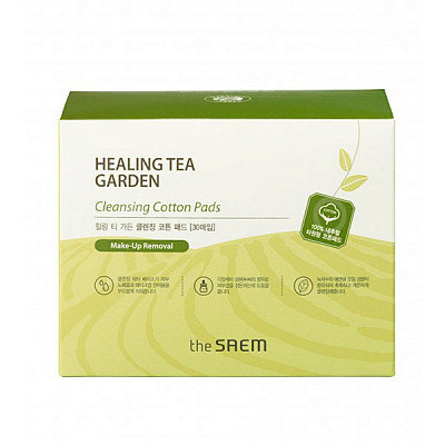 Диски хлопковые влажные очищающие THE SAEM Healing Tea Garden Cleansing Cotton Pads, 30 шт