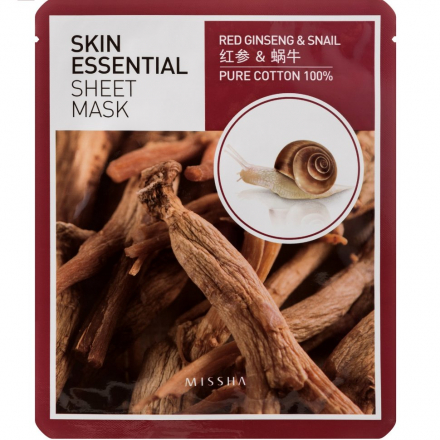 Маска для лица MISSHA Skin Essential Sheet Mask (Ginseng &amp; Snail)