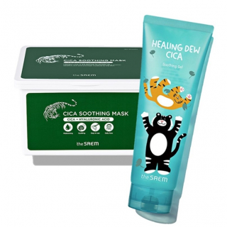 АКЦИЯ: The Saem Cica Soothing Mask + The Saem Healing Dew Cica Soothing Gel