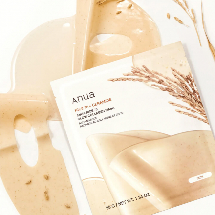 Гидрогелевая маска для сияния кожи с рисом Anua Rice 70 Glow Collagen Mask