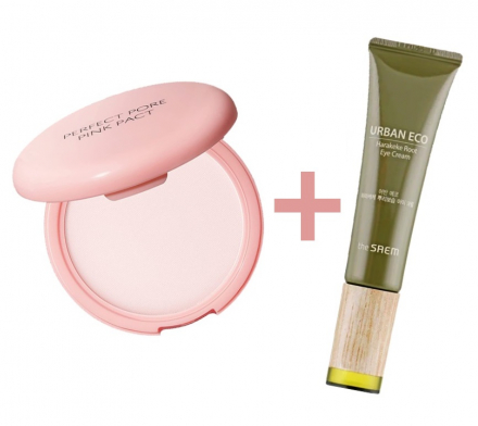 АКЦИЯ: Пудра Saemmul Perfect Pore Pink Pact + Крем для век The Saem Urban Eco Harakeke Root Eye Cream