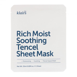 Тканевая маска успокаивающая Dear, Klairs  Rich Moist Soothing Tencel Sheet Mask