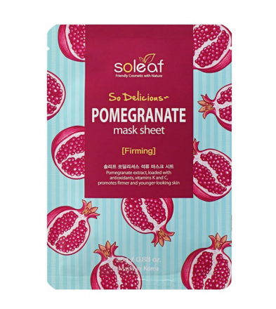 Маска тканевая для лица с гранатом SOLEAF So Delicious Pomegranate Mask Sheet