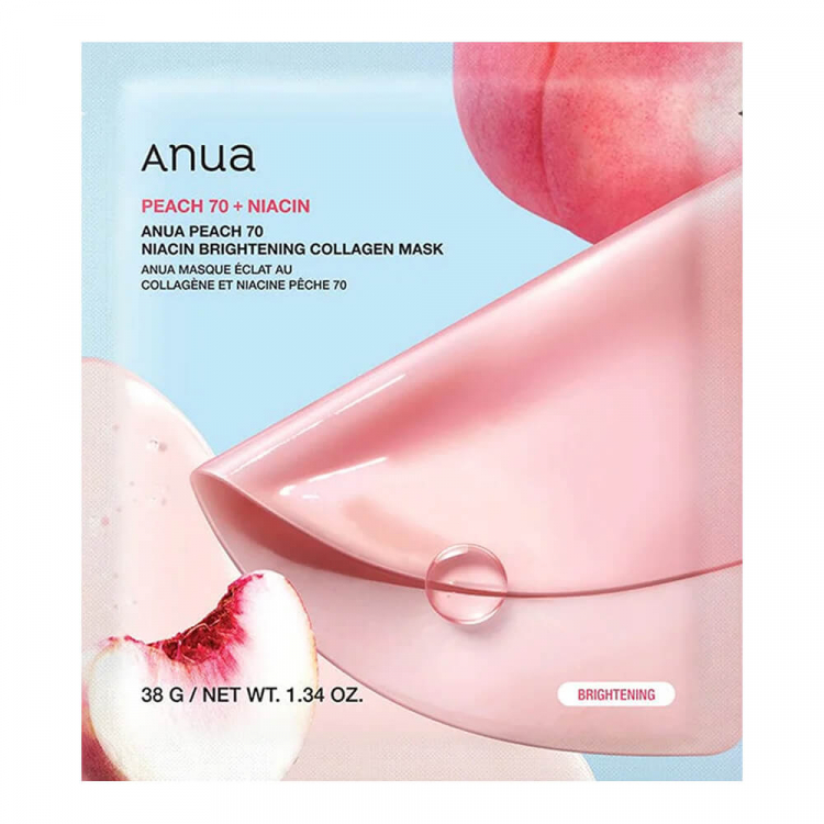 Гидрогелевая маска осветляющая с персиком Anua Peach 70 Niacin Brightening Collagen Mask
